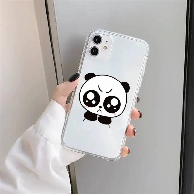 

Riccu cute Panda Bear Phone Case Transparent soft For iphone 5 5s 5c se 6 6s 7 8 11 12 plus mini x xs xr pro max