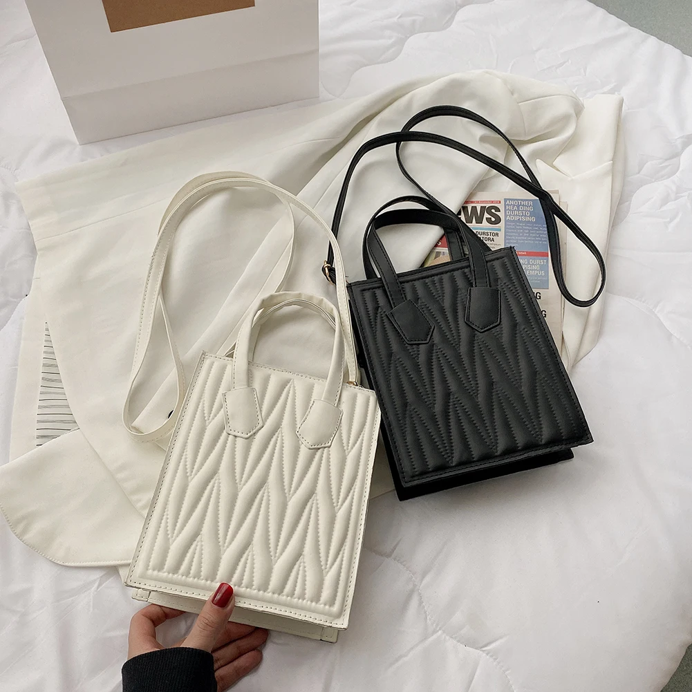 

Женская кожаная сумка через плечо с вышивкой, модная однотонная маленькая сумка-мессенджер, Женская Повседневная универсальная сумка-тоут