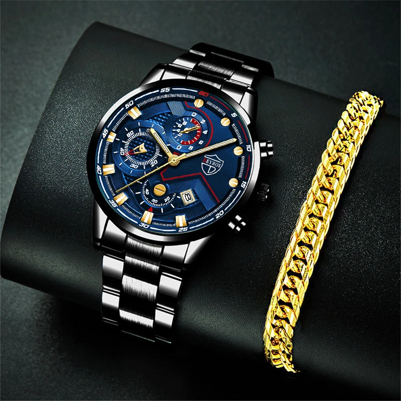 reloj hombre New Fashion Mens Watches Luxury Business Stainless Steel Quartz Watch Man Bracelet Luminous Clock relogio masculino