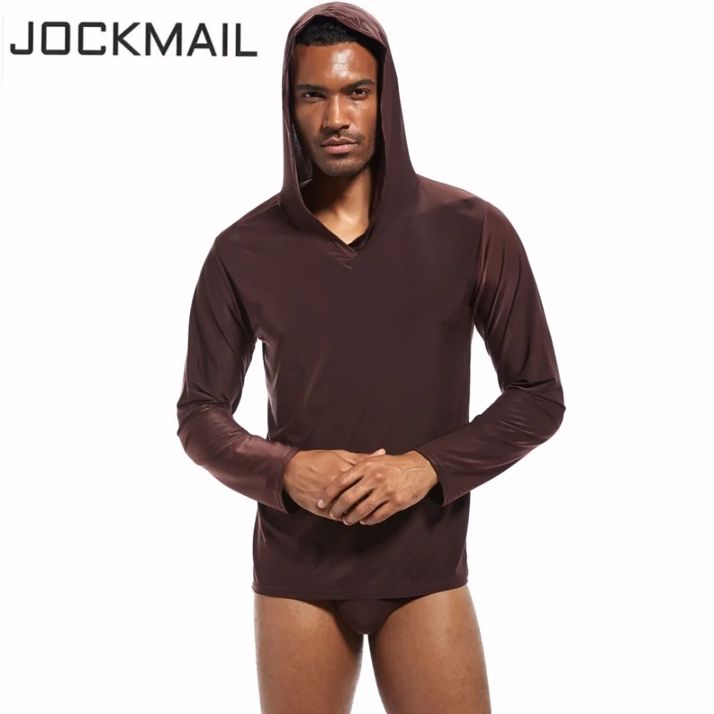 

JOCKMAIL Brand Men Casual Nylon Spandex Bodybuilding men's lounge hoodie Long Sleeve Men Fashion Fitness Topwear