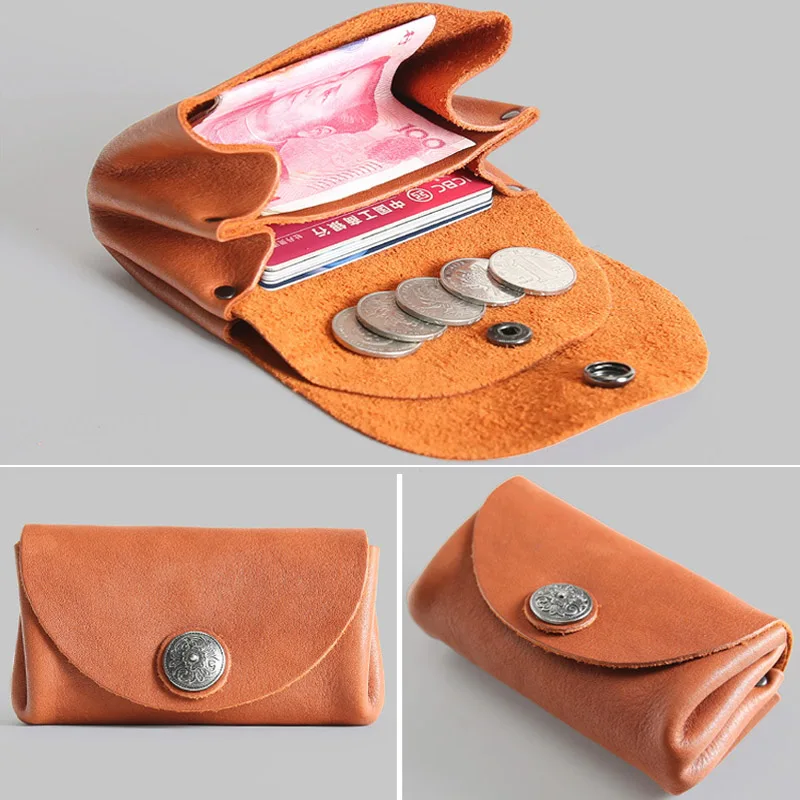 Кошелек для мелочи мужчин и женщин маленький бумажник из 100% натуральной кожи