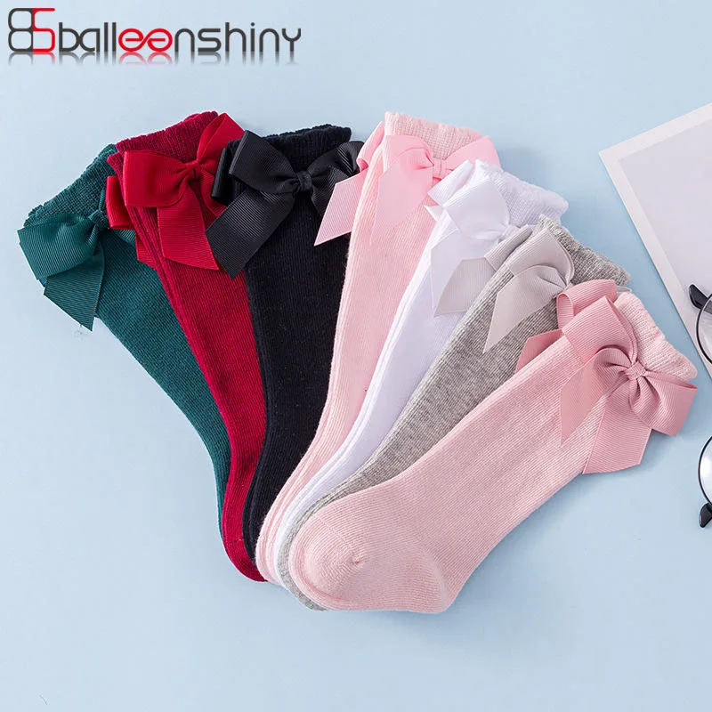Balleenshiny осенне зимние детские носки хлопковые в испанском стиле с большим бантом