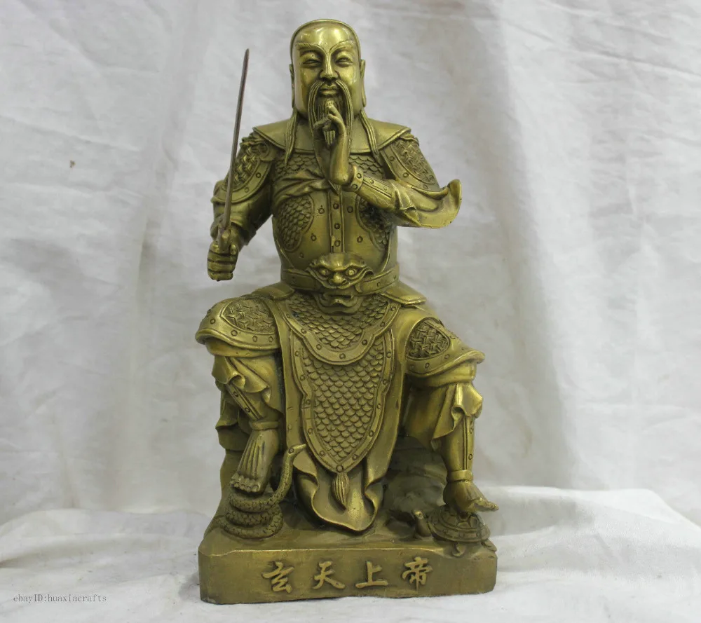 10 ''китайский даосизм народная вера Чистая Бронзовая статуя Тянь большой меч с