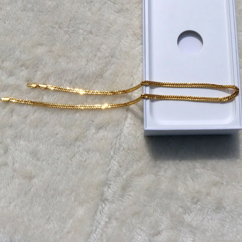 Collar de cadena de eslabones italianos, de 18 K amarillo oro sólido G/F, 6MM, doble Curb cubano, 24 pulgadas