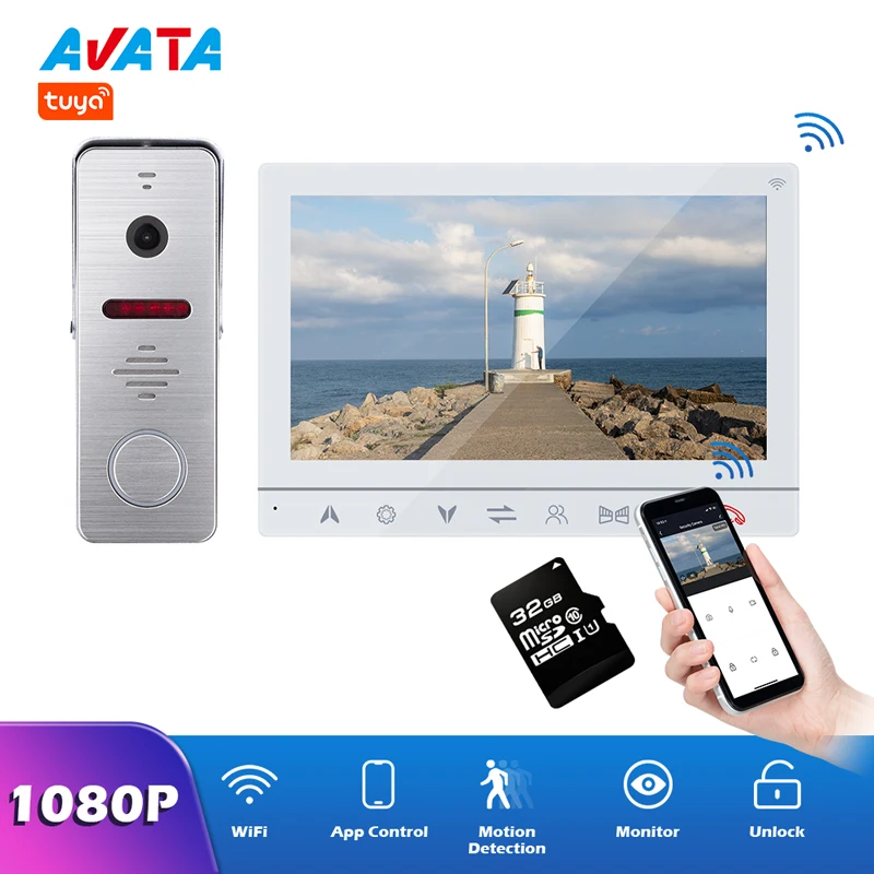 Видеодомофон AVATA Tuya 1080P Wi-Fi дверной звонок для умного дома камера с поддержкой