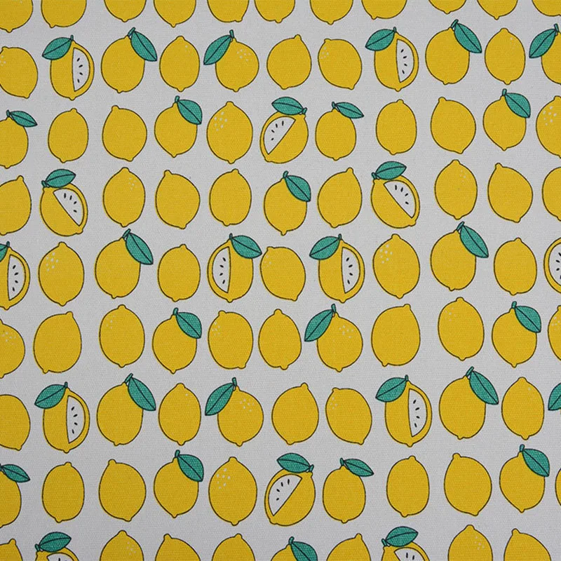 Фото Хорошая плотная холщовая ткань для сумки с принтом лимонов и - купить