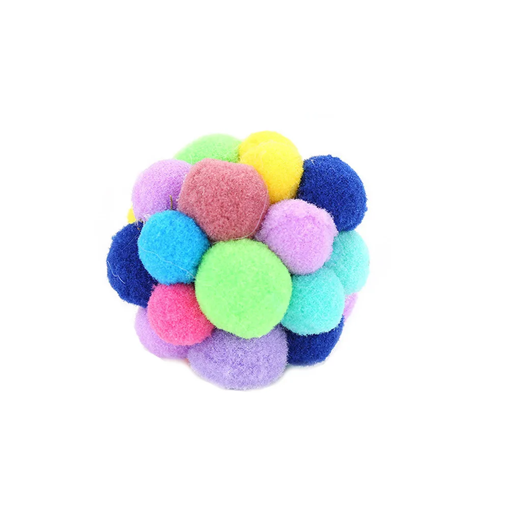 

2021 NEW Hot Cat Pet Handmade Interactive Toy Pet Supplies Popular Toy Bells Bouncy Ball 1PC Colorful Elastic Ball Interactive