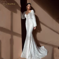 removable sleeves mermaid wedding dress v neck floor length backless lace bridal gowns vestidos de novia c%d0%b2%d0%b0%d0%b4%d0%b5%d0%b1%d0%bd%d0%be%d0%b5 %d0%bf%d0%bb%d0%b0%d1%82%d1%8c%d0%b5 2021