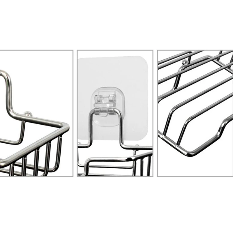 

Punch-free Stainless Steel Soap Dish Drain Rack Soap Tray Holder Storage Soap Rack Plate Box Container For Bath Shower Plate