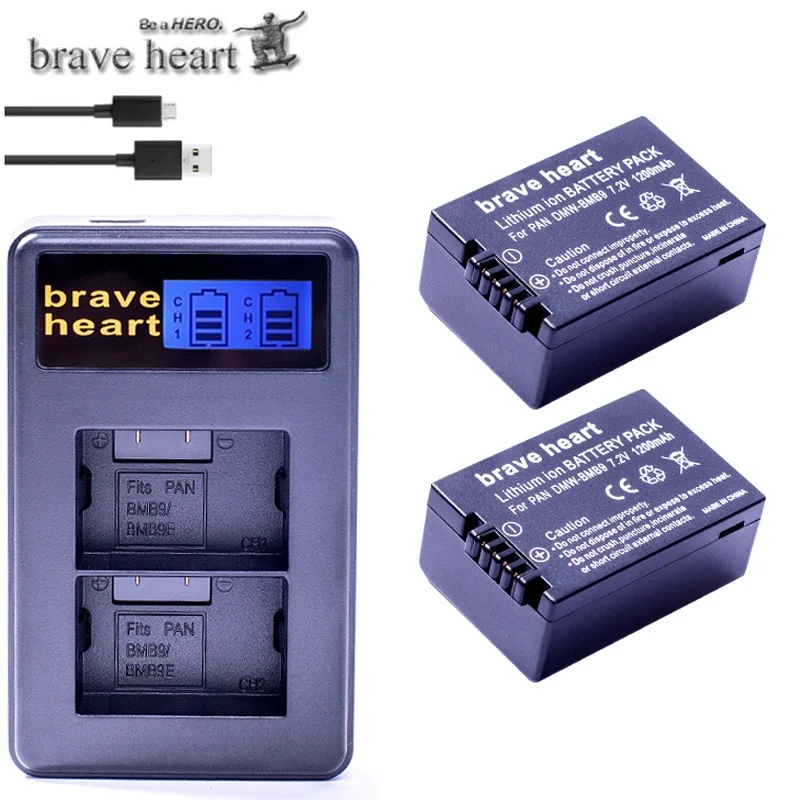 3 шт. DMW-BMB9 DMW-BMB9E DMW BMB9 батарея+ ЖК двойной USB зарядное устройство для Panasonic Lumix DMC FZ40K FZ45K FZ47K FZ48K FZ60 FZ70 FZ100