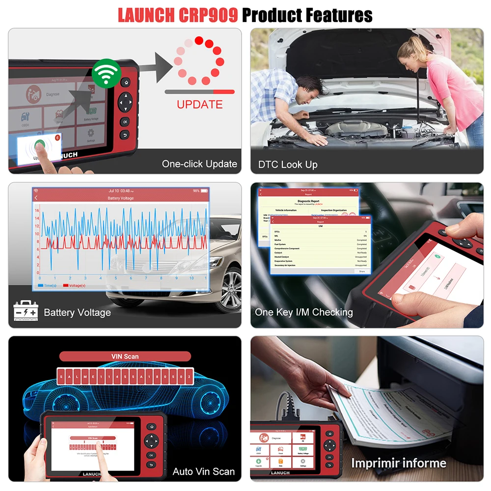 LAUNCH X431 CRP909 Obd2 все системы сканер для диагностики диагностика авто WiFi
