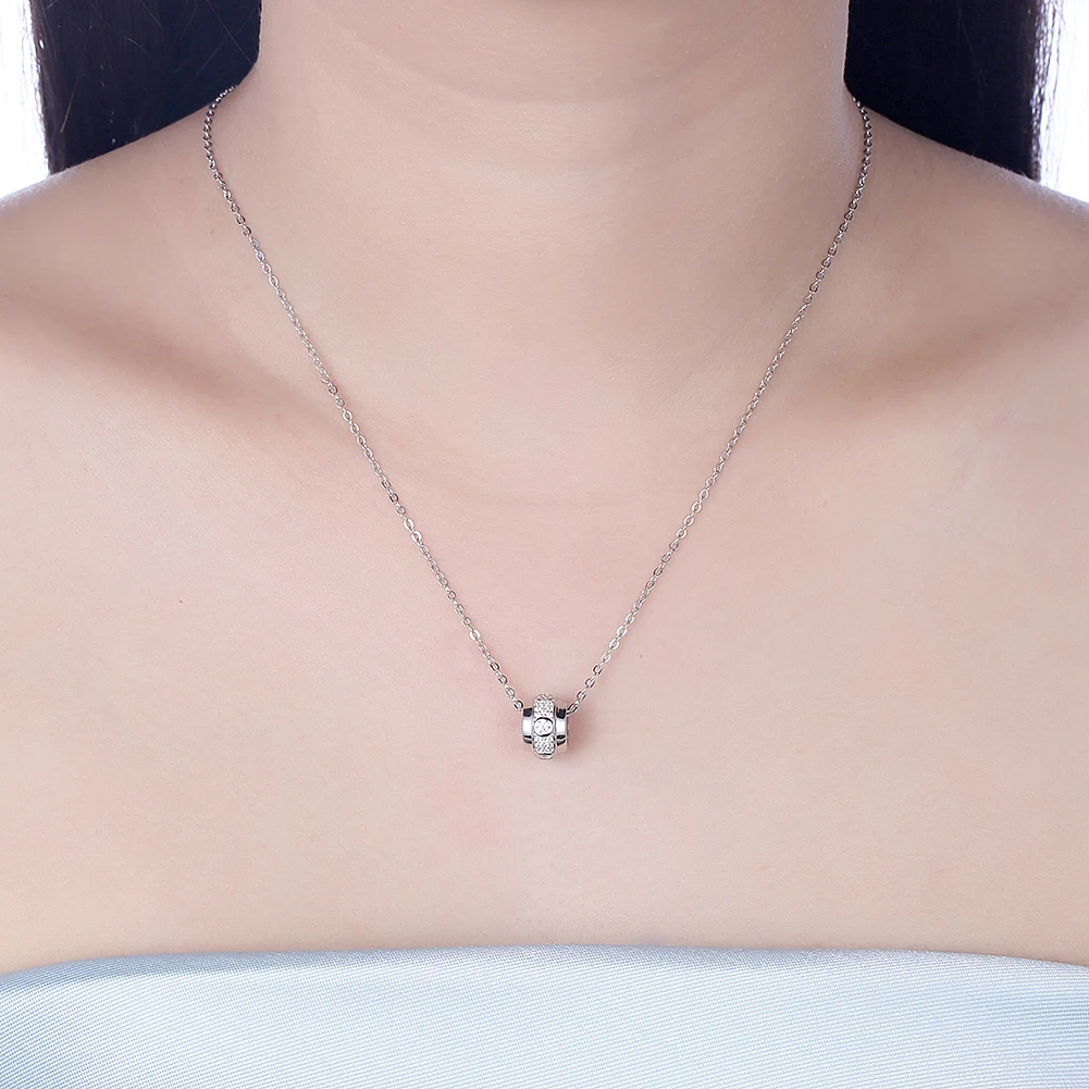 

ZEMIOR 925 Sterling Silver Necklaces For Women Round Minimalist Pendant Shining Zircon Choker Necklace Fine Jewelry Hot Sale