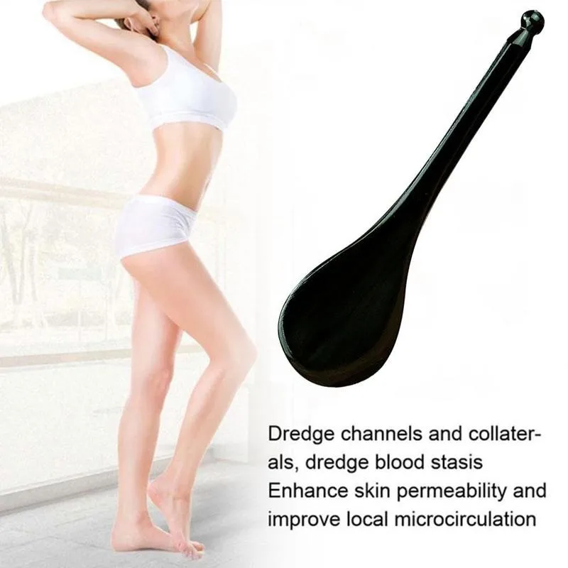 

Black Natural Horn Guasha Scraper Meridian Gua Sha Eye Acupuncture Stick Face lifting Slimming SPA Beauty Massage Tool