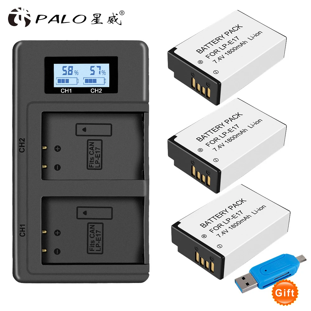 Аккумулятор LPE17 LP E17 LP-E17 E17 + зарядное устройство USB с ЖК ...