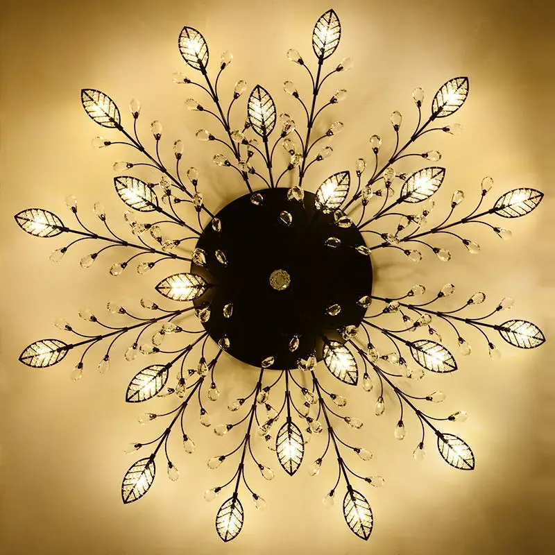 

Led Ceiling Lights Crystals Leaf deco Modern Ceiling Lamp For Bedroom Living room Kitchen Light Surface mounted Nordic Gold Lamp