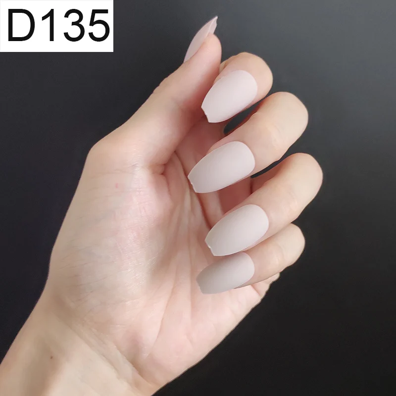 D135 Ballerina x 1P 24 шт./компл. стилет балерина гроб круглый овальной формы с полным покрытием матовая накладные ногти для ног, мягкая на ощупь, накладные ногти искусственные ногти Нейл Арта, набор - Цвет: D135 Ballerina x 1P