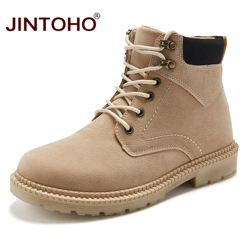 JINTOHO/недорогие мужские зимние ботинки; модные мужские Ботильоны; Брендовые мужские кожаные ботинки; Рабочая и безопасная обувь; Повседневная зимняя обувь - Цвет: khaki