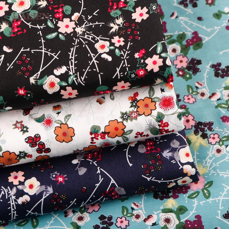 Haisen однотонная Поплиновая хлопчатобумажная ткань с цветочным принтом сделай сам