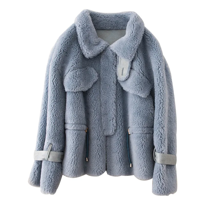 Пальто из натурального меха шерстяная куртка осенне зимнее пальто женская