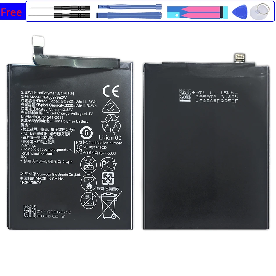 3020mAh HB405979ECW Battery For Huawei Nova Honor 6A 7A 7A pro 7S 8A DUA-L22 DUA-LX2 Nova Smart DIG-L01 DIG-L21 DIG-L21HN+Tools
