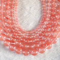 wholesale natural stone beads pink cherry quartz crystal round beads for jewelry making needlework bracelet diy access