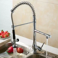 premium 100 copper brushed gold chrome plated silver kitchen pull telescopic faucet spring sink faucet