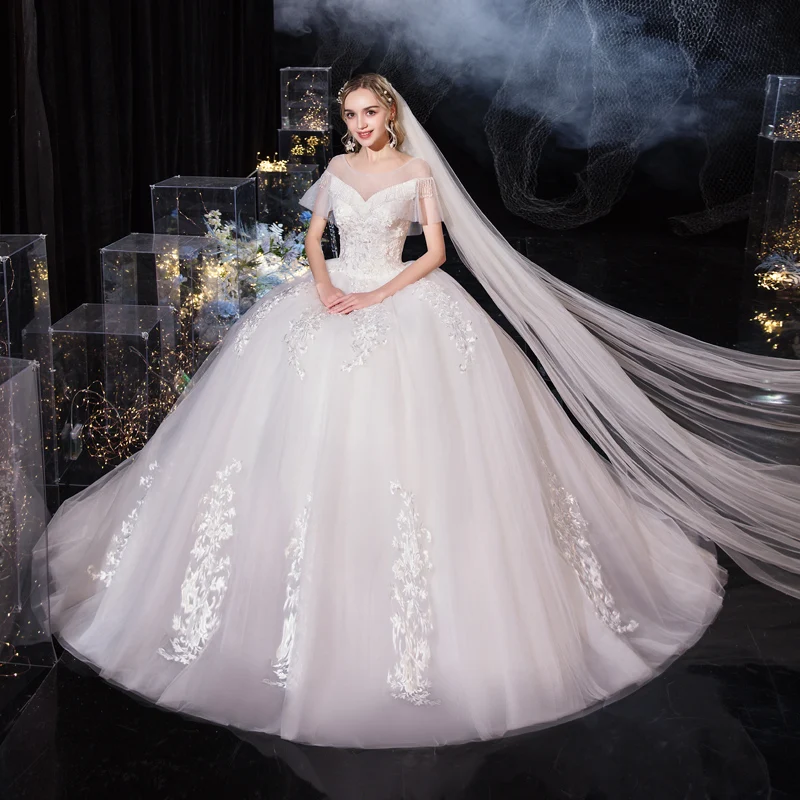 

Wedding Dress 2020 Gryffon Luxury Lace Floor-length Lace Up Wedding Ball Gown Princess Vestido De Noiva Robe De Mariee Plus Size