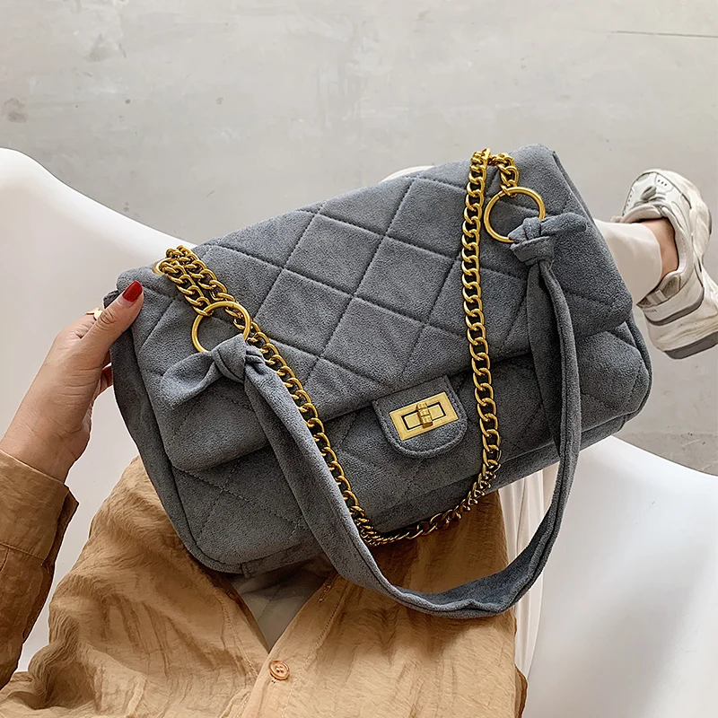 

2020 Fashion chain Shoulder Bag Women suede leather Quilted Bag Female Luxury Handbags Women Bags Designer Sac A Main Femme