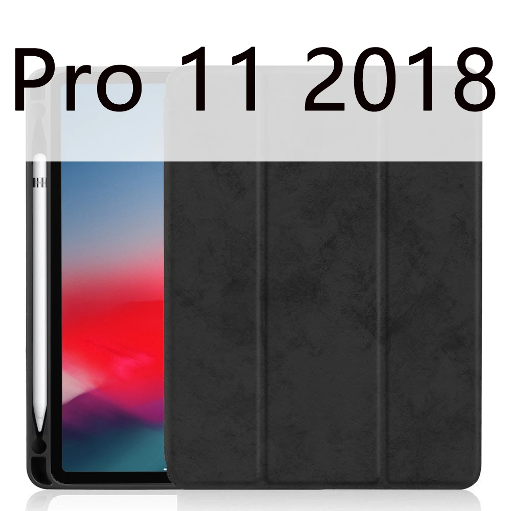 Black 11 Чехол для iPad Pro 11 с держателем-карандашом для iPad 9,7 чехол мягкий силиконовый задний умный чехол для iPad 9,7 Funda Coque - Цвет: Black 11