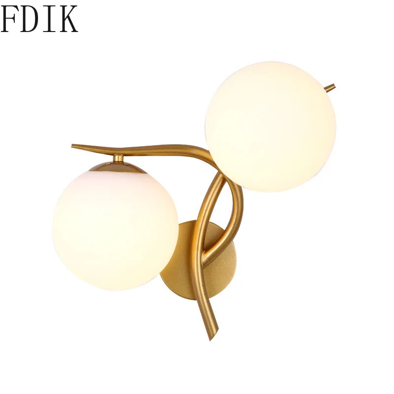 Современные Двойные головки стеклянные настенная лампа простой креативный