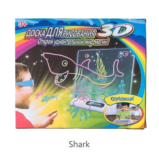 Shark 3D доска для рисования с игрушками креативная волшебная доска красочная ручка для рисования планшет каракули эскиз живопись светящиеся Развивающие игрушки для рисования - Цвет: Shark