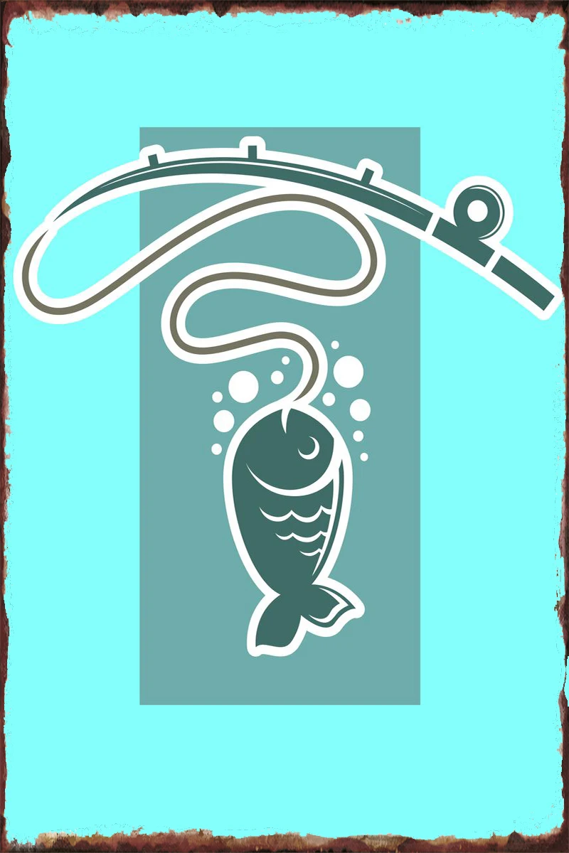 Декор для рыболовной комнаты в стиле ретро винтажный металлический знак