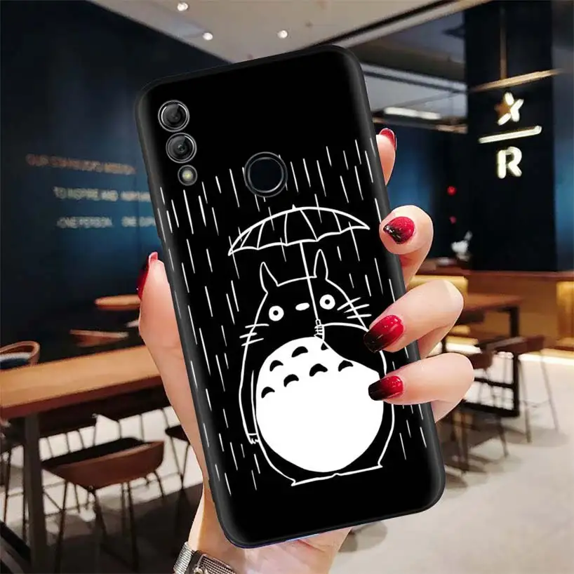 Чехол для телефона Studio Ghibli Totoro черный темно чехол Huawei Y9 Y5 Y6 Y7 2019 Honor 10 9 Lite 9X 8X 8 8A 7X 7A
