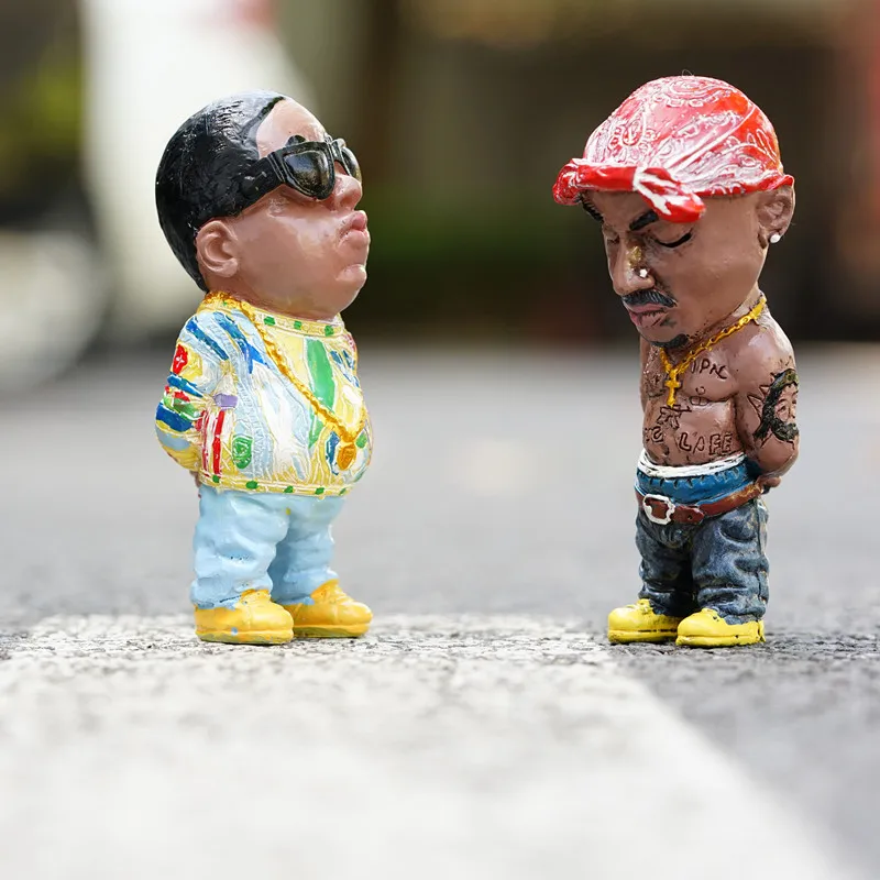 mini resin ornaments hip hop funny rapper bro figurine set for home indoor outdoor sculptures ornaments decorations party free global shipping