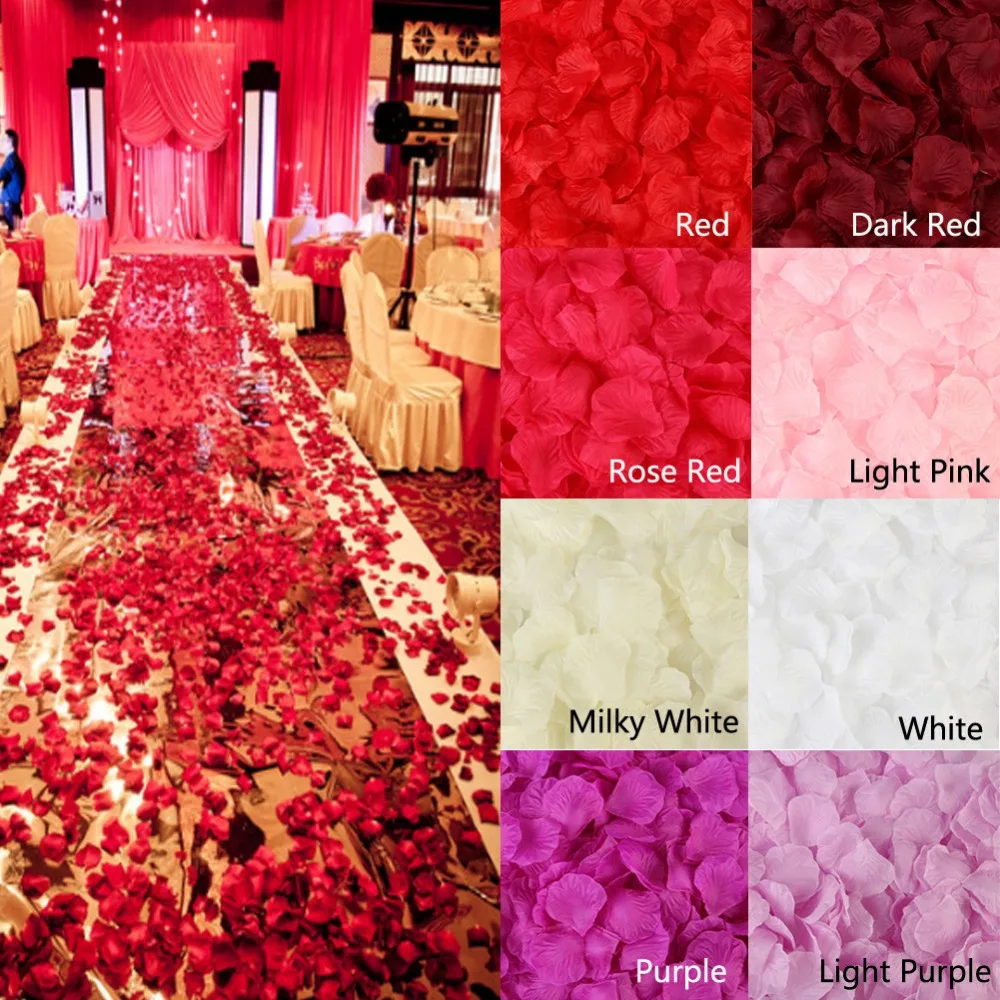 

Rose Petals 1000 Artificial Silk Wedding Party Decorations Aisle Runners Girl Tossing Table wedding Flower Petal