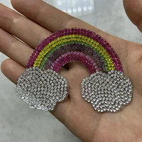 new custom 3d rhinestones rainbow patches iron on beaded crystals patches diy jean jacket clothes 5 pieces