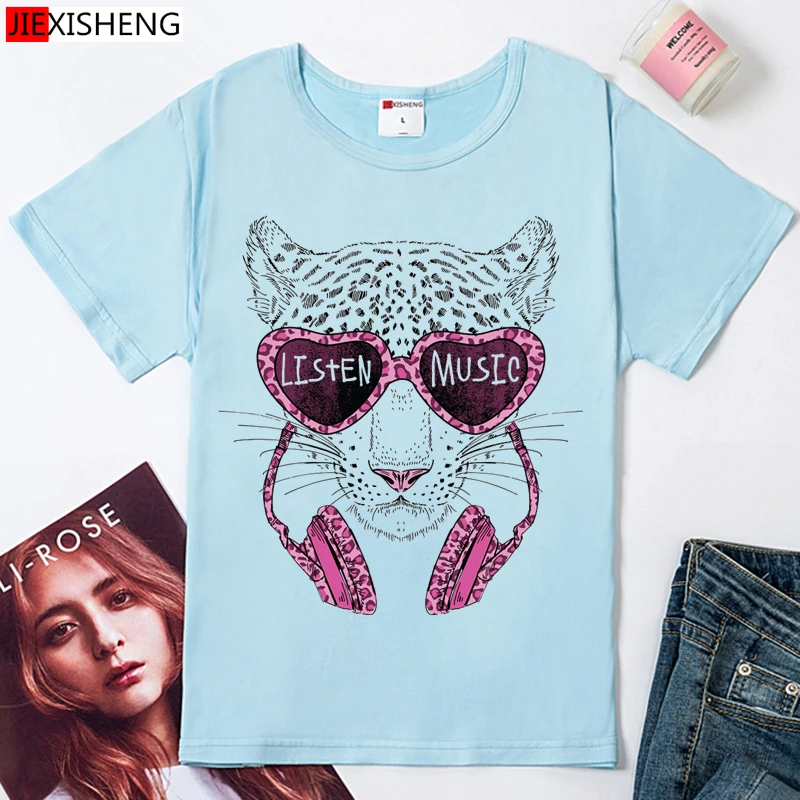 Женская футболка с забавным леопардовым принтом|printed t shirt women|t woment women casual |