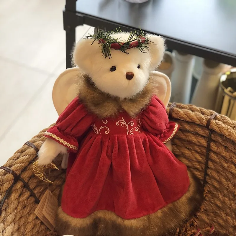 Рождественский плюшевый мишка плюшевые игрушки с крыльями ангела шарнирный