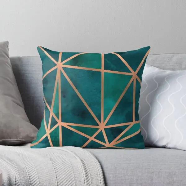 

Copper & Emerald Geo Soft Throw Pillow Cover Print Pillow Case Waist Cushion Cover Pillows NOT Included