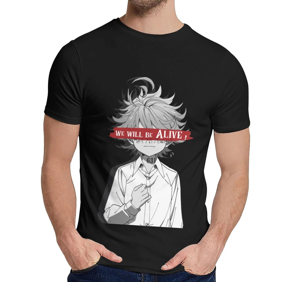 Мужская классическая футболка с круглым вырезом и рисунком из аниме Харадзюку Emma