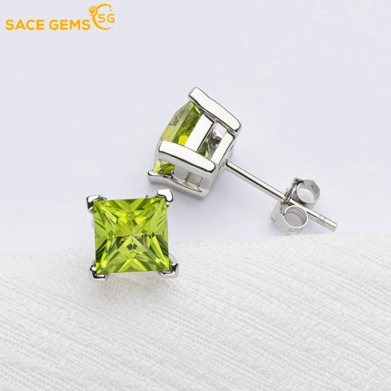 

SACE GEMS 925 Sterling Silver Natural Topaz Peridot Smoky Quartz Garnet Ear Stud Earrings Wedding Engagement Fine Jewelry Gifts