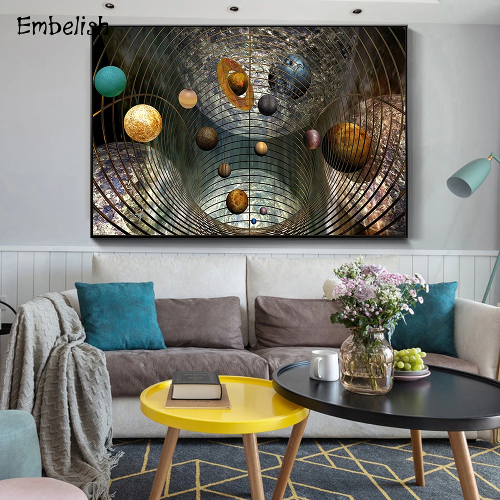 

1 Pieces Abstract Universe Planets Wall Art Pictures For Living Room Modern Home Decor Posters HD Spray Canvas Oil Paintings