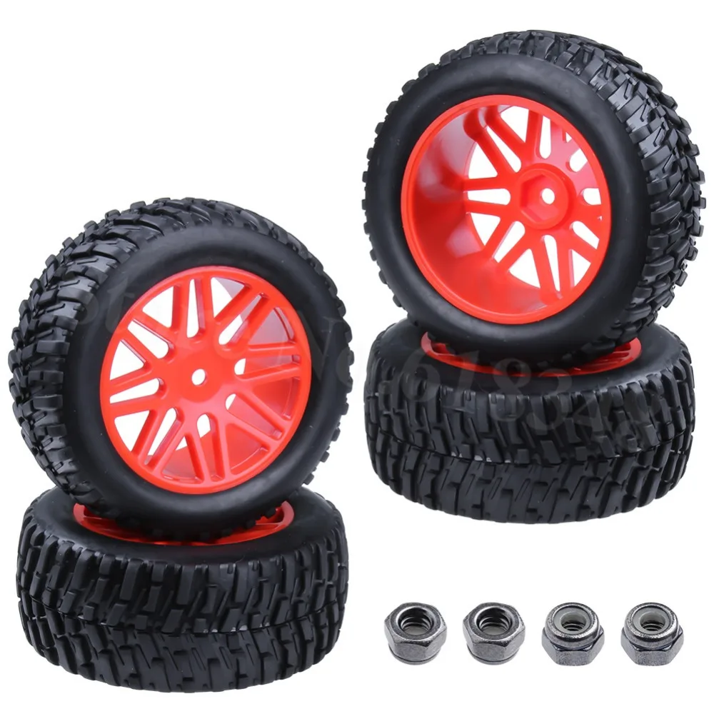 

4pcs 2.2" RC Rally Monster Tires & Wheels With Lock Nut M4 for 1/10 Scale Exceed Electric Off Road Truck