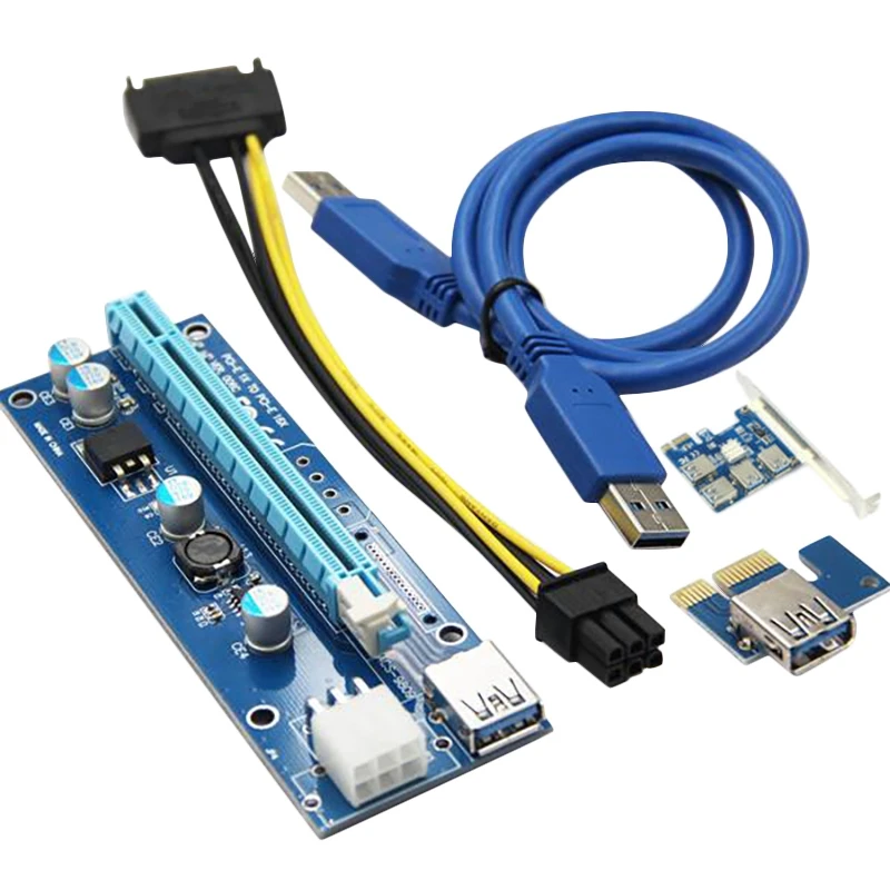 

PCI-E Плата расширения One для четырех usb 3.0 PCI-E 1X к PCI-E 16X Райзер расширения карты Адаптер Набор для Litecoin Miner BTC