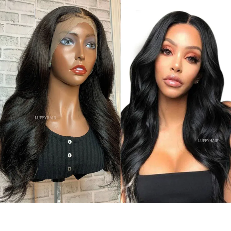 

Body Wave HD 13X6 Lace Front Human Hair Wigs 18inch 200 Density Brazilian Wavy Human Hair Wigs Pre Plucked Natural Color