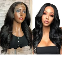 body wave hd 13x6 lace front human hair wigs 18inch 200 density brazilian wavy human hair wigs pre plucked natural color