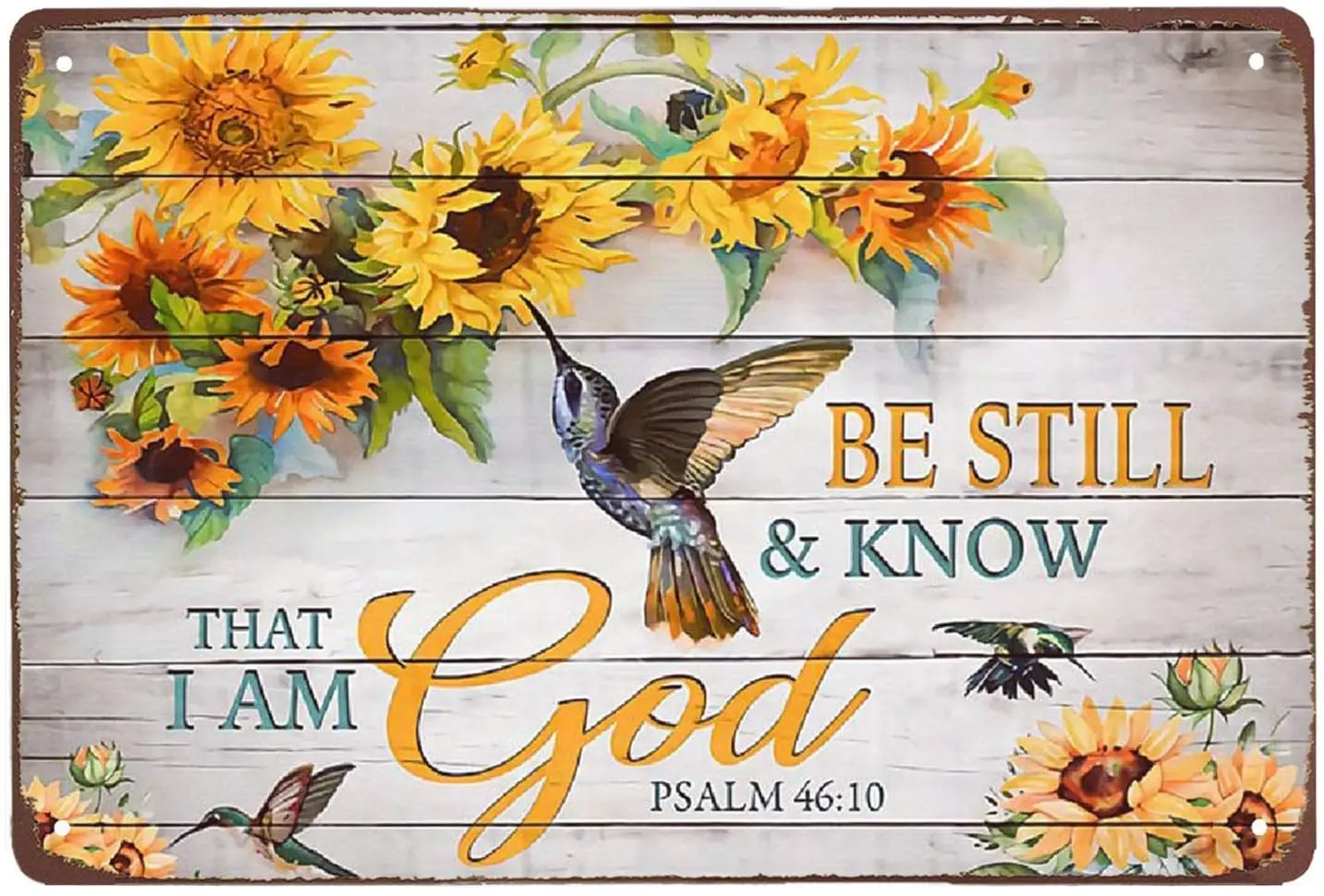 

good luckcy Metal Tin Sign Sunflower Wall Decor Hummingbird and Sunflower Kitchen Farm Retro Metal Sign Plaque Metal Poster
