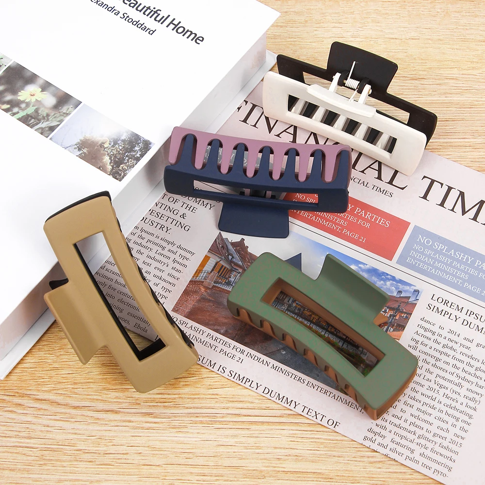 

Женский шитый цветной ленивый Ретро зажим на спину для захвата головы модный большой пластиковый зажим для волос с акулой для студентов гол...