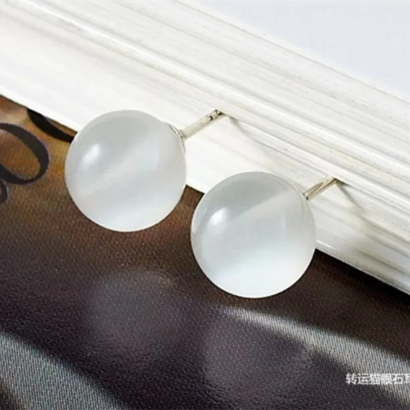 Простые серьги-гвоздики кошачий глаз женские модные простые гипоаллергенные