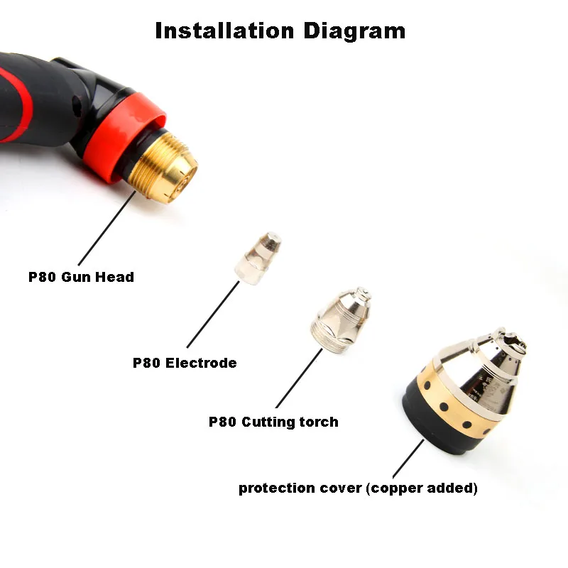 P80 Protective Cover Plasma Torch Cutting Nozzle Protection Sleeve Instead Guide Wheel Ceramic Contact Cutter |